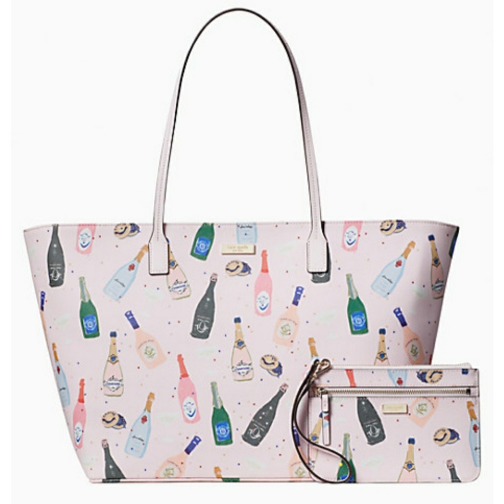 NWT Kate Spade Champagne Tote and Wristlet Set